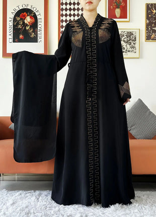 2024 Women Elegant Party Dress Chiffon Open Abaya Muslim Women Dress Islamic Clothing Cardigan Abaya Women Muslim Dress