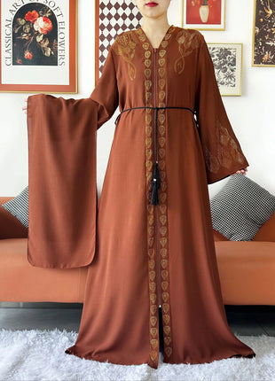 2024 Women Elegant Party Dress Chiffon Open Abaya Muslim Women Dress Islamic Clothing Cardigan Abaya Women Muslim Dress