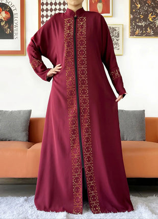 2024 Muslim Ramadan Tranditional Turtleneck Long Sleeve Dress Women Cardigan Open Abaya Dubai Caftan Islamic Kimono Clothes