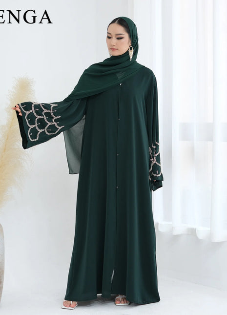 2025 Middle Eastern Islam Outfit for Muslim Women Luxury Dubai Modest Abaya Dress Eid Arabic Cardigan Plain Turkey Kaftan Robe