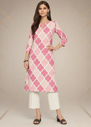 Muslim Women Kurt Casual Dress Long Sleeve Straight Casual Ethnic Flower Mandarin Flowers Regular Size 3D Design Suitable