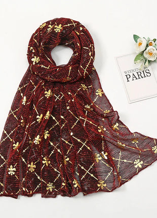 Muslim Chiffon Hijab Scarf Women Long Sequin Fabric Head Wrap For Women Hijabs Scarves Ladies Muslim Veil Jersey Hijabs