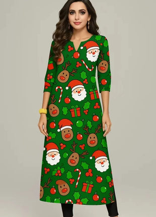 Muslim Kurt Flowers Women's Fashion Comfortable Long Sleeve Straight Casual Ethnic Vestidos Longos Parrot 3D Print New Dress