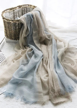 Thin Scarf Shawl New Cotton and Linen Women's Solid Color Sunscreen Muslim Headband Israel Saudi Arabia Japanese South Korea