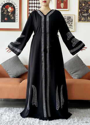 2024 Women Elegant Party Dress Chiffon Open Abaya Muslim Women Dress Islamic Clothing Cardigan Abaya Women Muslim Dress