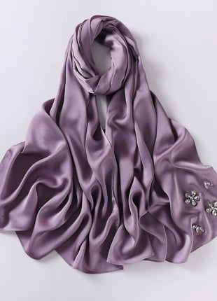 New Bubble Chiffon Hijab Scarf Handmade Flower Beaded Anchor Satin Silk Scarf  Hijabs for Women Turban Femme Ramadan Islamic