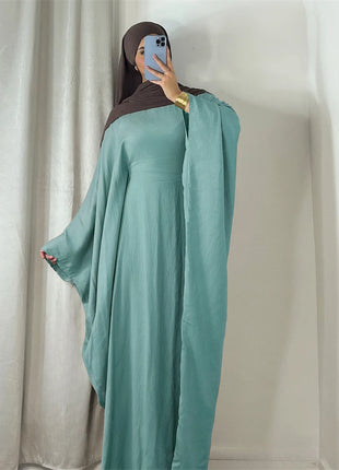 Ramadan Eid Soft Crepe Khimar Batwing Abaya Dubai Islam Muslim Modest African Dresses For Women Kaftan Kebaya Robe Femme Musulma