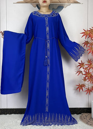 2025 New Abaya Dubai Luxury Muslim Dress for Women Elegant Arabic Femme Abaya Diamond Loose Islamic Long Sleeve Turkey Clothing
