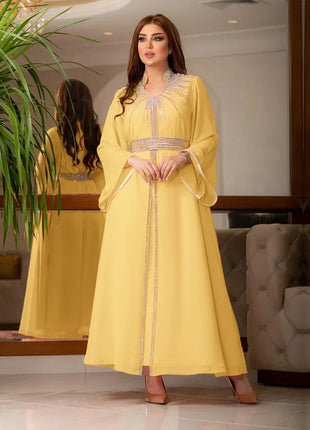 Luxury Abaya Diamonds Muslim Elegant Women Dresses Caftan Moroccan Dubai Kaftan Gown Evening Party Eid Long Maxi Dresses