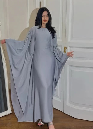 Eid Shiny Batwing Satin Abaya Dubai Luxury 2024 Muslim Abayas For Women Maxi Kaftan Dress Islamic Clothing Caftan Marocain Femme
