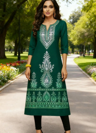 Muslim Kurt Casual Fashion Dress Long Sleeved Straight Tube Casual Ethnic Flower Abaya Women Muslim Dress Peacock Sleeve Abaya