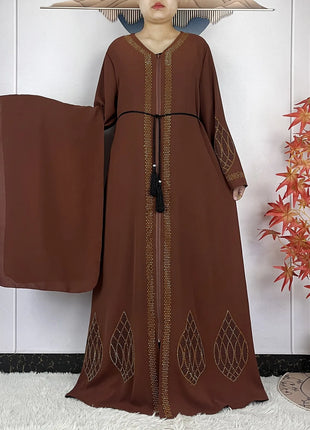 2025New Dubai Women Elegant Party Dress Chiffon Open Abaya Women Dress Islamic Clothing Casual Cardigan Abaya Women Muslim Dress