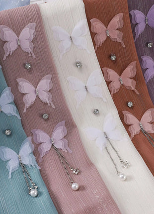 New Pearl Chiffon Bead Long Scarf Muslim Hijab Women Headscarf Shawl Wrap Veil Turban Headscarf Bandanas Bufanda Foulard Stoles