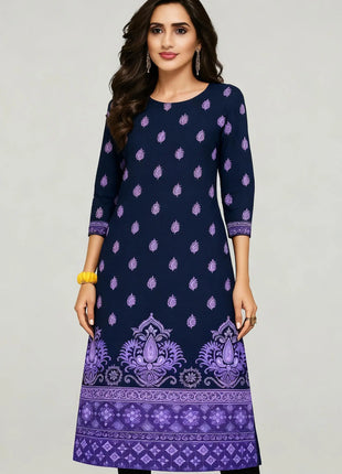 Muslim Dress Kurt Women's Fashionable Elegant Straight Tube Casual Kurtta Color Elephant Pattern Abaya Femme Dubaï Slit hem