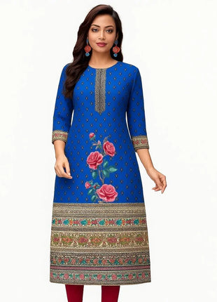 Muslim Dress Kurt Women's Fashionable And Elegant Straight Tube Casual Slit hem Colorful Flowers Pattern Dress Abiti Lunghi