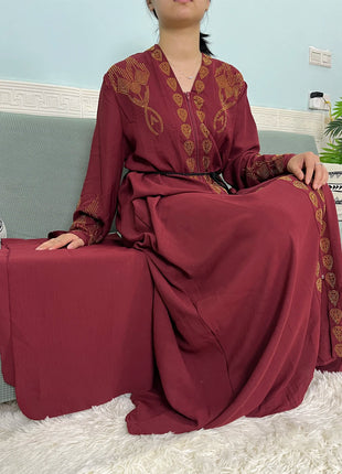 Muslim Open Abayas For Women 2024 Pure Chiffon Zipper Diamonds Loose Femme Robe Islam Dubai Boubou Moroccan Caftan With Turban
