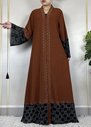 2024 For Women Elegant Dresses Dubai Party Outfits Long Sleeved Chiffon Dashiki Muslim Women Robe Open African Abaya Clothing