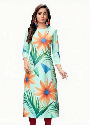 Muslim Women Kurtta Casual Dress National Style Straight Casual Ethnic Flower Mandarin Design Suitable Morocco Slit hem