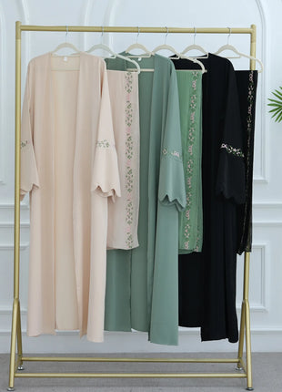 Luxurious Floral Embroidery Hijab Dress for Muslim Women Elegant Dubai Modest Abaya Eid Islam Party Jalabiya Turkey Kaftan Robe