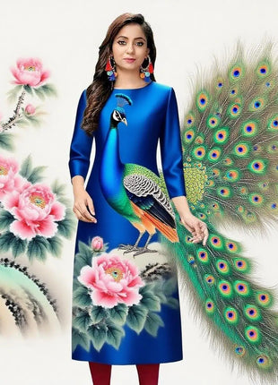 Muslim Kurt Women's Fashion Comfortable Dress Long Sleeve Straight Tube Casual Ethnic Peacock Abito Donna Musulmana
