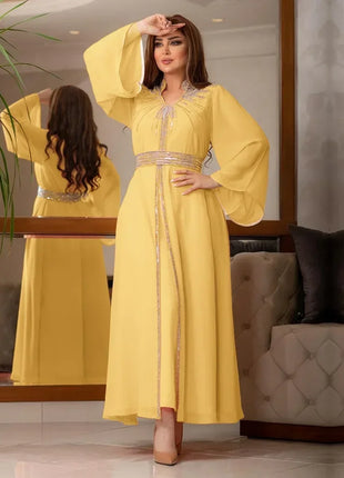 Luxury Abaya Diamonds Muslim Elegant Women Dresses Caftan Moroccan Dubai Kaftan Gown Evening Party Eid Long Maxi Dresses