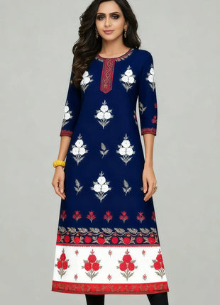 Muslim Kurt Flowers Women's Fashion Comfortable National style Straight Casual Ethnic Vestidos Slit hem Abito Donna