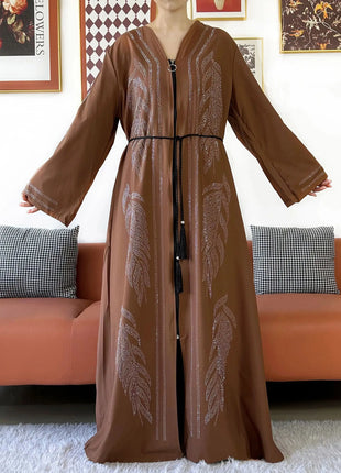 New Middle East Africa Elegant Women Cardigan Chiffon Loose Open Zippier Abaya Muslim Islamic Clothing Cardigan Style Loose Size