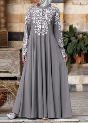Plus Size Muslim Women Kaftan Dress Abaya Ethnic Style Long Sleeve Islamic Clothing Dubai Saudi Black Robe Turkish Modesty S-3XL