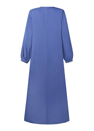 ZANZEA Women Vintage Muslim Abaya Dress 2024 Autumn Sundress Casual Long Sleeve Solid Maxi Long Vestidos Kaftan Islamic Clothing