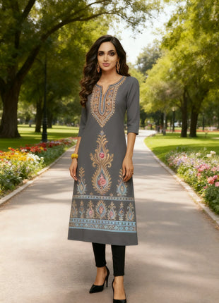 Muslim Kurt Casual Fashion Dress Long Sleeved Straight Tube Casual Ethnic Flower Abaya Women Muslim Dress Peacock Sleeve Abaya