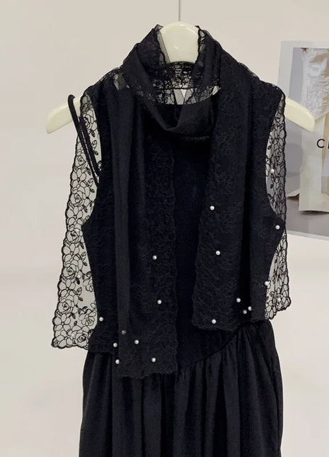 New Lace Beaded Silk Scarf Women's Spring and Autumn Thin Shawl Outer Decorative Scarf Yarn Versatile Tide