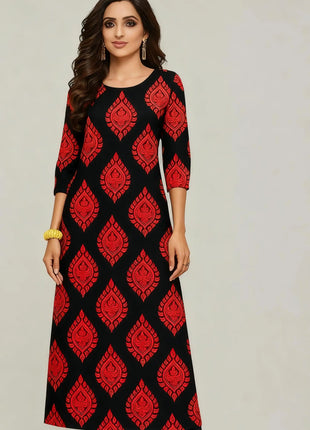Muslim Dress Kurtta Women's Fashionable Slit hem Straight Tube Casual Elephant Women Dress Turkish Abaya Abito Donna Musulmana