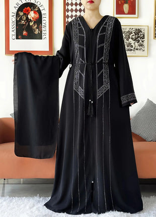 Laxury Design New Women Elegant Dress Chiffon Open Abaya Muslim Women Dress Islamic Clothing Cardigan Abaya Women Muslim Dress