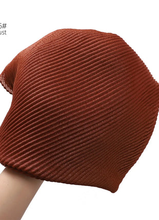 New Breathable Soft Solid Color Silver Silk Crumpled Shiny Pleated Shawl Women's Hair Towel Scarf One Piece Dropshipping