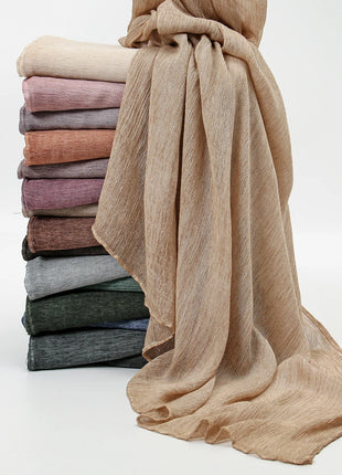 Premium Rayon Cotton Wrinkle Hijab Scarf For Woman Muslim Hijabs Fashion Soft Shawl Islam Turban Ramadan Soild Headband 180*80cm