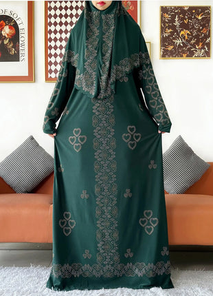 Muslim Two Piece Set Hijab Prayer Dress Fashion Abaya Set Women Prayer Garment Hijab Long Khimar Long Dress Sets Islamic Ramadan