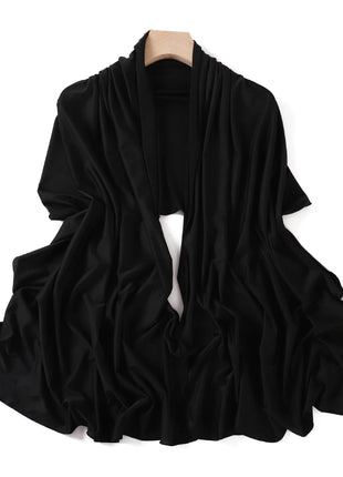 Luxury Wavy Edge Jersey Hijab for Women Solid Color Milk Silk Scarf Headscarf Autumn Shawl Stretchy Chiffon Scarf Ramanda