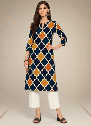 Muslim Women Kurt Casual Dress Long Sleeve Straight Casual Ethnic Flower Mandarin Flowers Regular Size 3D Design Suitable