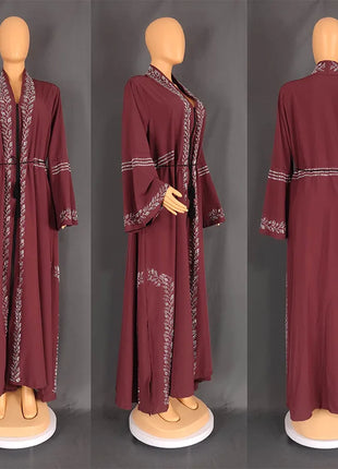 Abaya Dubai Turkey Women Kimono Rhinestones Robe Modest Islamic Cardigan Arab Femme Kaftan Morocco Maxi Eid Muslim Luxury Dress