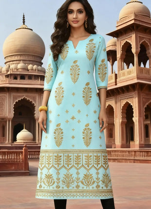 National style Muslim Women's Casual Fashionable And Comfortable Kurtta Dress Long Sleeved Straight Tube Casual Ethnic
