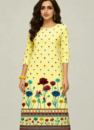 Muslim 2026 Dress Kurt Women's Fashionable And Elegant Slit hem Straight Tube Casual Flowers Pattern Robe Abito Donna Musulmana