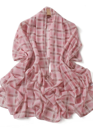 175*70CM New Plaid Print Islam Long Chiffon Scarf Wrapped Scarf Muslim Women's Hijabs Shawl Ramadan Female