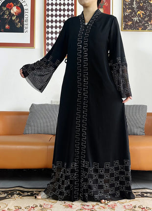 Latest Women Elegant Dresses Dubai Party Outfits Long Sleeve Chiffon Dashiki Muslim Women Robe Open African Abaya Clothing