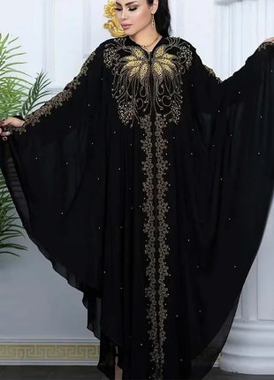 Fashion Casual Muslim Dresses Kaftan Large Size Abayas for Women Dubai Hooded Long Dress Loose Batwing Sleeve Islamic Clothing