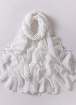 High Quality Women Beads Tassles Hijab Plain Long Scarf Shawls Malaysia Headband Muslim Arab Headscarf Wrap Shaylas 175*70cm