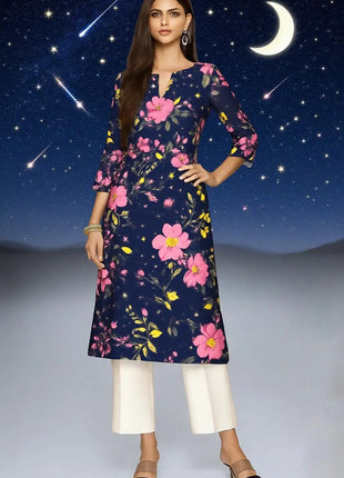 Muslim Dress Kurt Women's Fashionable Long Sleeved Straight Tube Casual Elephant Flowers Pattern Robe Marocain Islamic Prayer