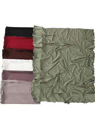 Luxury Wavy Edge Jersey Hijab for Women Solid Color Milk Silk Scarf Headscarf Autumn Shawl Stretchy Chiffon Scarf Ramanda