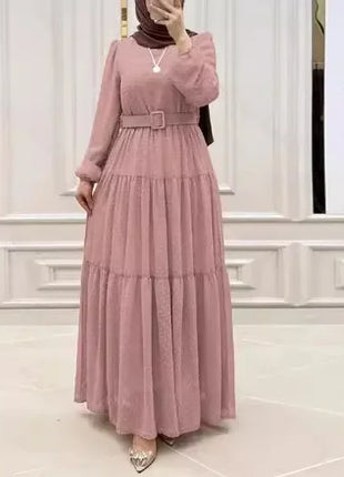 Long Robe Modest Muslim Women Abaya Sashes Dresses Jalabiya Eid Ramadan Morocco Dubai Saudi Kaftan Islam Vestidos Arab Abayas