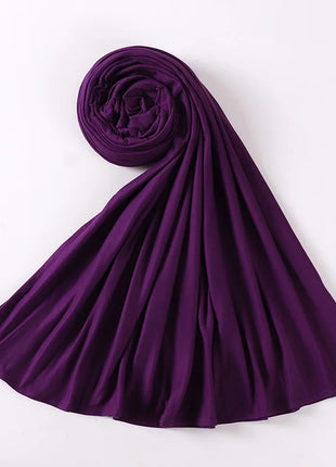 Muslim Plain Cotton Jersey Hijab Scarf Solid Color With Good Stitch Stretchy Soft Turban Head Wraps Shawl Foulard Femme