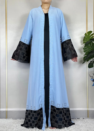 2024 For Women Elegant Dresses Dubai Party Outfits Long Sleeved Chiffon Dashiki Muslim Women Robe Open African Abaya Clothing